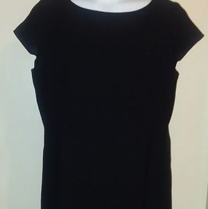Lafayette 148 Black Dress Size 16 Cap Sleeves